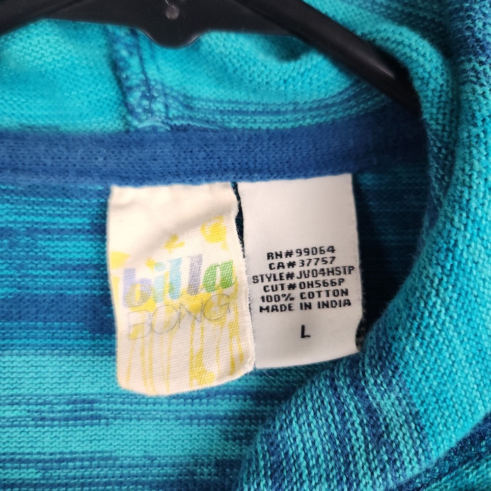 Vintage Billabong Striped Hoodie Womens Large 90s Jacket Surf Skater Broke Zip - Picture 4 of 9